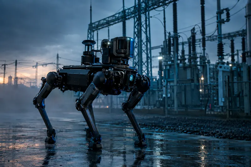 Robot cuadrúpedo táctico en una subestación